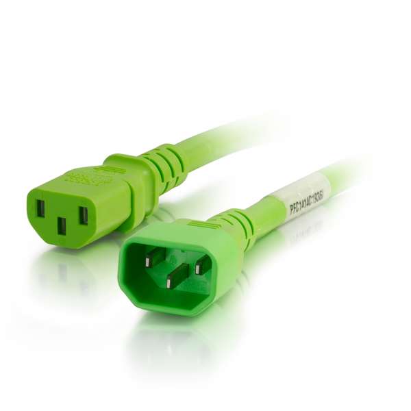 C2G 14AWG Power Cord (IEC320C14 to IEC320C13) – Green 6ft