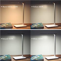 ICAN LED Desk Lamp (48 LED) with Wireless charge, Smart Touch Control Pad, Aluminum Frame, Includes USB power adapter (White...