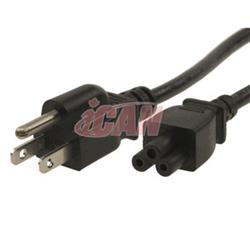 iCAN Laptop Power Cord, NEMA 5-15P to IEC 60320 C5, 6FT, Black
