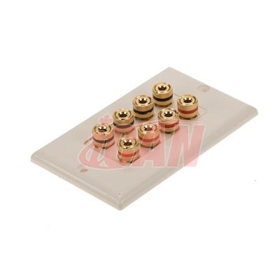 iCAN Banana Binding Post 2-Piece Inset Wall Plate for 4 Speakers