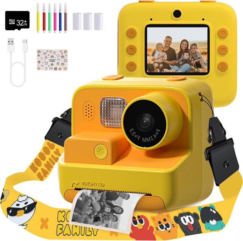 Mafiti Kids Camera Instant Print, K27 48MP Digital Camera with Zero Ink, Selfie 1080P Video Camera with 32G TF Card, Toys Gifts