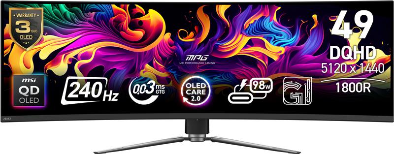 MSI MPG 491CQPX QD-OLED 49" 32:9 DQHD, 240Hz 0.03ms Curved Monitor, AI